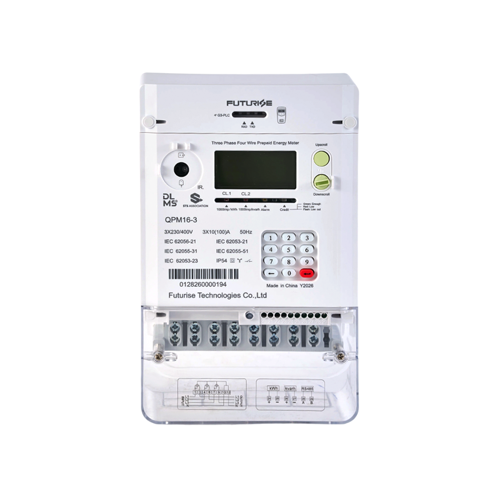 FUTURISE QPM16-3 STS Compteur prépayé triphasé à clavier  avec protocole DLMS/COSEM