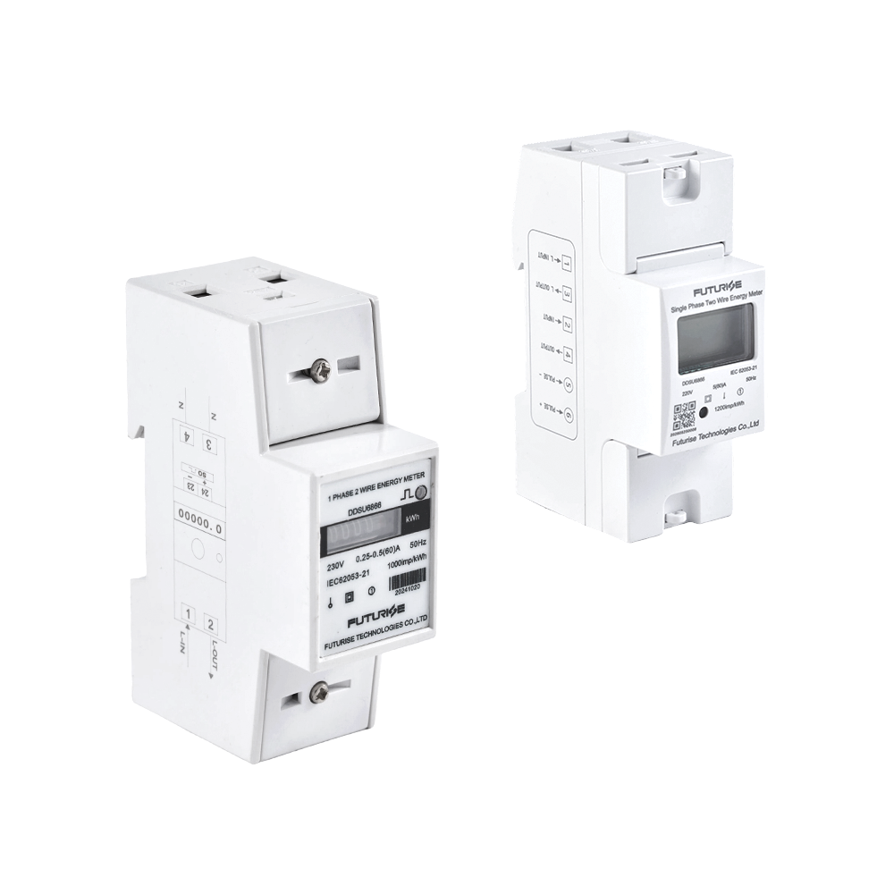 FUTURISE QDM11-2 Compteur d'énergie monophasé 2 pôles de rail DIN compteur de kilowattheure avec affichage LCD en option pour la surveillance énergétique résidentielle